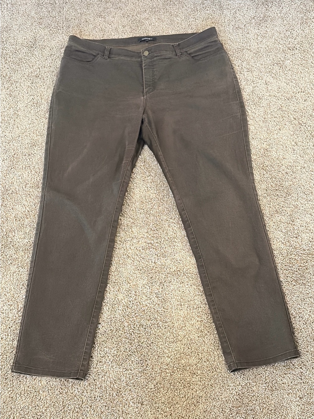 Lafayette 148 New York Brown Denim Straight Pants Size 16